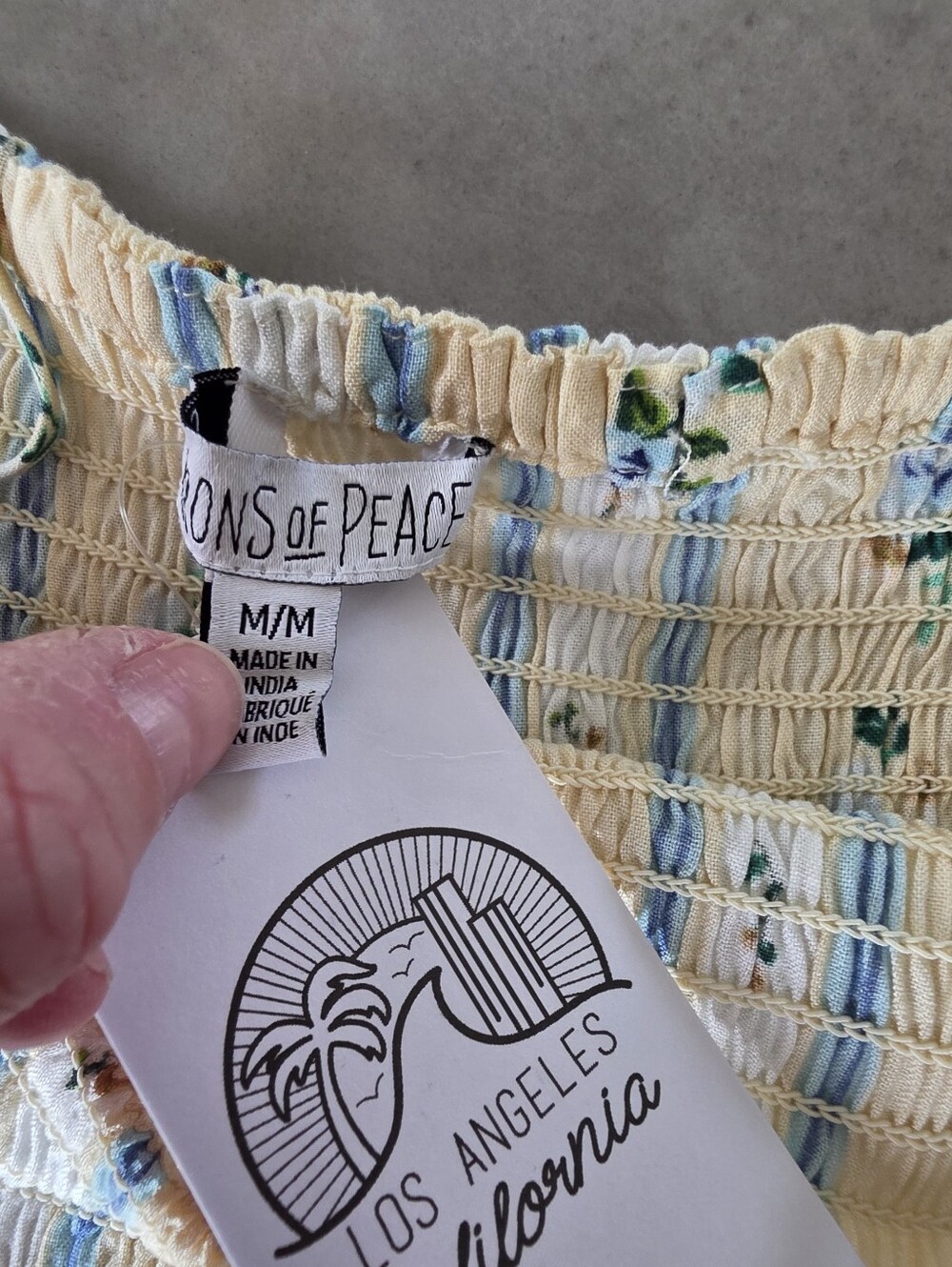 Patrons of Peace ($128) Smocked Floral Stripe Midi Dress Boho Cottagecore NWT - Picture 5 of 8